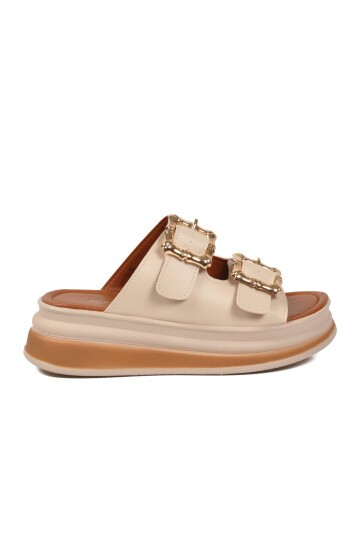 Bej Yüksek Tabanlı Kadın Terlik 457303 Z