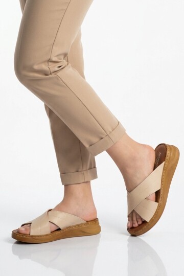 Bej ComfortSole Taban Kadın Terlik 492148 Z