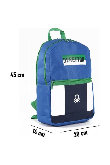 Benetton Mavi-Beyaz-Lacivert Unisex Okul Çantası