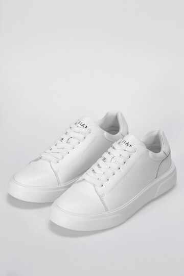 Beyaz Hakiki Deri Erkek Sneaker Tommy M