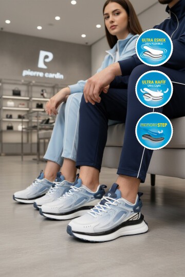 Beyaz-Mavi Memory Foarm Unisex Spor Ayakkabı PCI-10106 Z