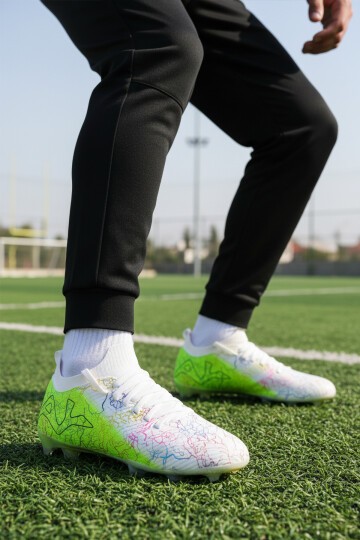 Beyaz-Neon Yeşil Erkek Halısaha Ayakkabısı MH-252-153 M