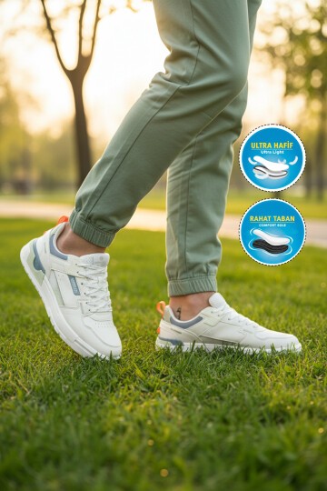 Beyaz-Turuncu Erkek Spor Ayakkabı 101 25205 M