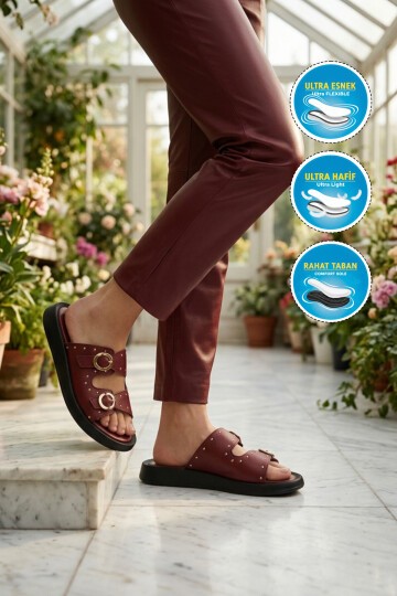 Bordo Rahat Taban Hafif Kadın Terlik 513088 Z