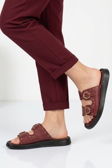 Bordo Rahat Taban Hafif Kadın Terlik 513088 Z