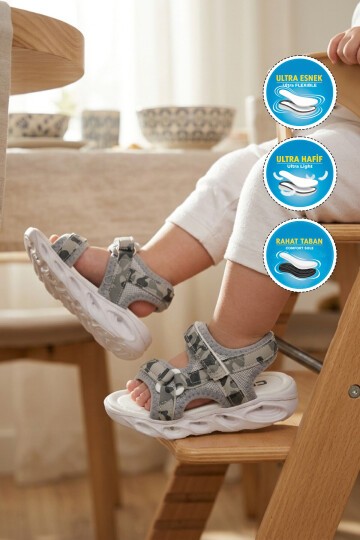 Gri Hafif ComfortSole TabanÇocuk Sandalet Sage B