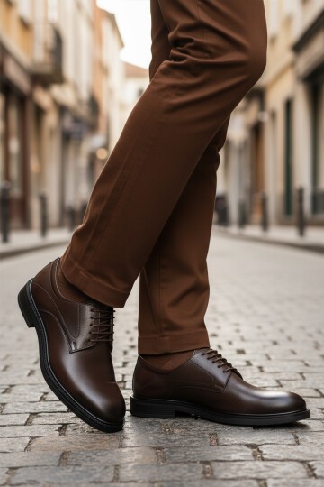 Kahve Hakiki Deri Erkek Günlük Ayakkabı 623 M