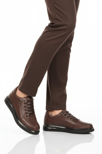 Kahve Hakiki Deri Jel Tabanlı Erkek Günlük Ayakkabı 820 Premium  M