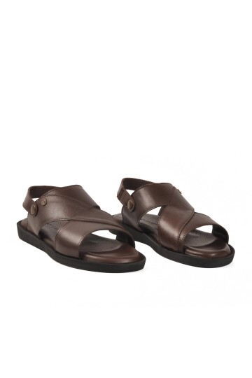 Kahve hakiki Deri Erkek Sandalet PC-7315 M