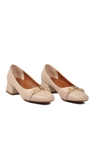Krem Kadın Topuklu Ayakkabı PC-55128 Z