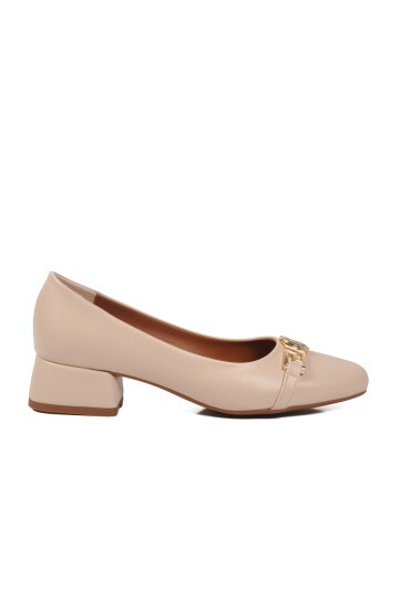 Krem Kadın Topuklu Ayakkabı PC-55128 Z