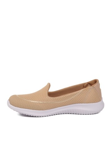 Krem Tekstil Hafif Esnek Kadın Spor Ayakkabı PC-30168 Z
