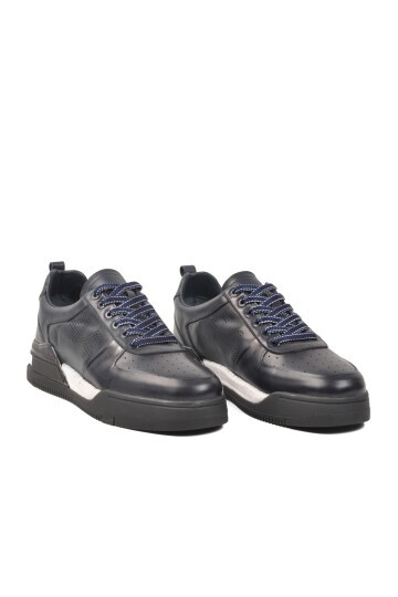 Lacivert Hakiki Deri Erkek Günlük Ayakkabı 152-20207-2 M