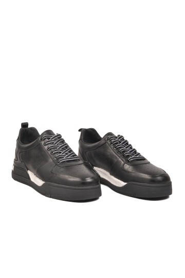 Siyah-Beyaz Hakiki Deri Erkek Günlük Ayakkabı 152-20207-2 M