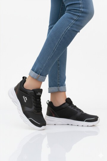 Siyah-Beyaz Poliüretan Unisex Spor Ayakkabı Epic G
