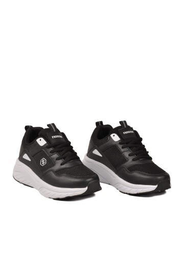 Siyah-Beyaz Yüksek Tabanlı Hafif Unisex Spor Ayakkabı 2105 Z