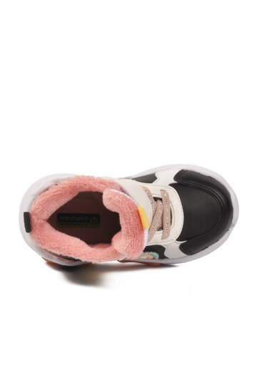 Siyah-Beyaz-Pudra İçi Polarlı Bebek Bot 2058 B