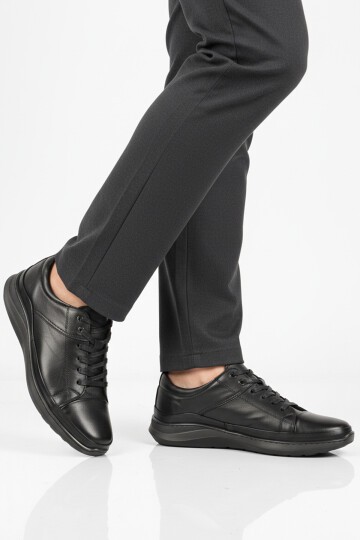 Siyah Hakiki Deri Erkek Günlük Ayakkabı Marcorossi 152-22585 M