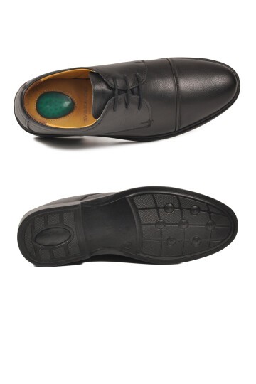 Siyah Hakiki Deri Jel Tabanlı Erkek Günlük Ayakkabı Premium 425 M