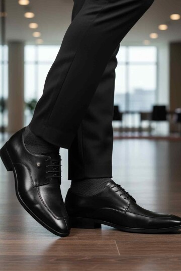 Siyah Hakiki Deri Erkek Klasik Ayakkabı Fosco 3265 M