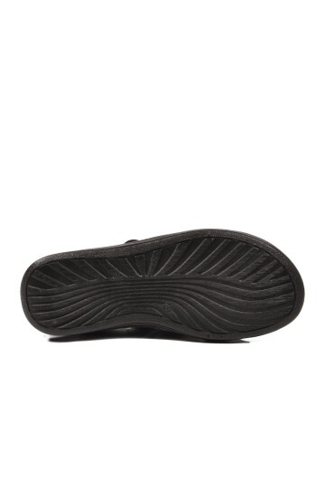 Siyah Hakiki Deri ComfortSole Taban Erkek Sandalet 8520 M