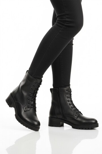 Siyah Hakiki Deri Kadın Bot 2680-1 Z