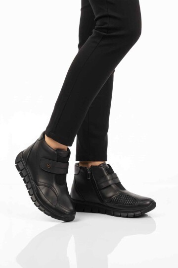 Siyah Hakiki Deri Kadın Bot 3609 Z