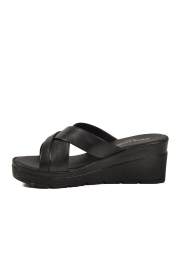 Siyah Topuklu Kadın Terlik PC-7477 Z