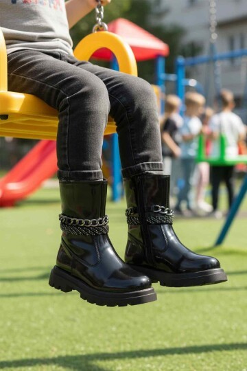 Siyah Rugan Çocuk Çizme Duru F