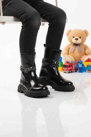 Siyah Rugan Çocuk Çizme Duru F