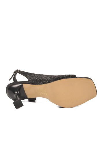 Siyah Saten Hafif Kadın Abiye Ayakkabı 655500 Z