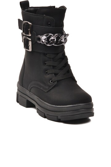 Siyah Çocuk İçi Polarlı Bot G-1001 F ( Zincirli )