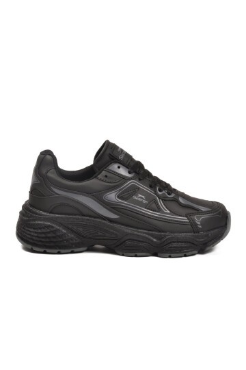 Siyah-Siyah Suni Deri Unisex Spor Ayakkabı Zafira G