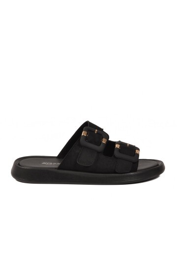 Siyah Süet Hafif Slip-On Kadın Terlik 513089 Z