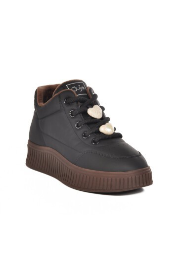 Siyah Suni Deri Kadın Sneaker 25K419-1 Z