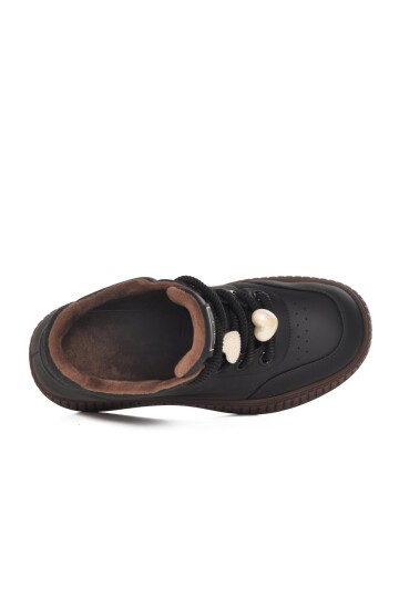 Siyah Suni Deri Kadın Sneaker 25K419-1 Z