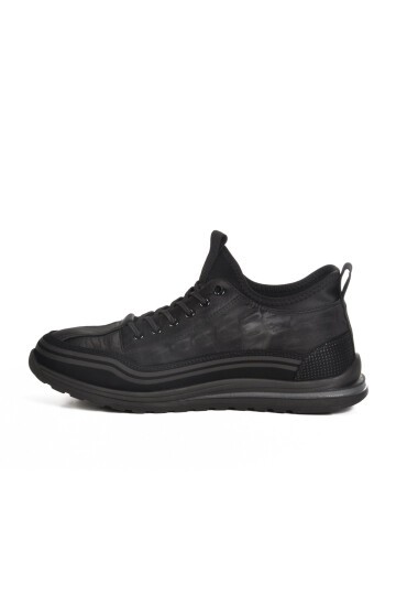 Siyah Suni Deri Kadın Sneaker 25K582 M