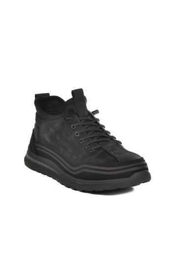 Siyah Suni Deri Kadın Sneaker 25K582 M