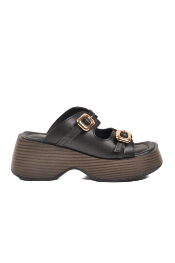 Siyah Suni Deri Kadın Terlik 322183 Z