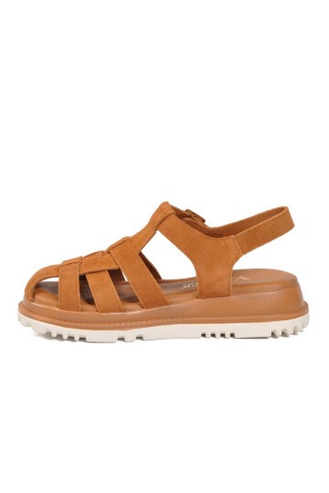 Taba Süet Hakiki Deri Comfort Taban Kadın Sandalet Z796 Z