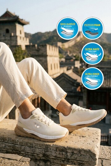 Bej Tekstil Memory Foarm Hava Alabilen Erkek Spor Ayakkabı B25RA195 M