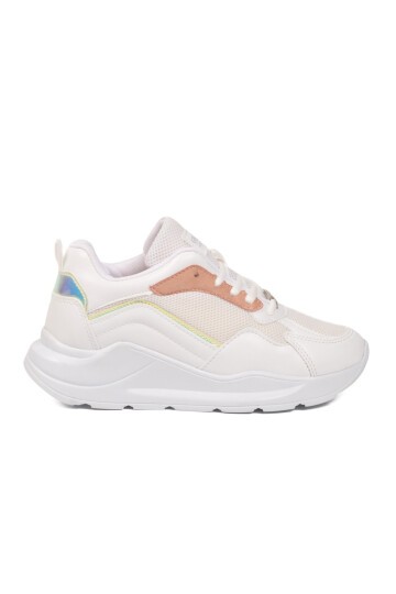 Beyaz-Pudra Esnek Unisex Spor Ayakkabı 051 G