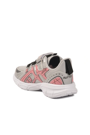 Gümüş-Pembe-Beyaz Cırtlı Fileli Hafif Kız Çocuk Spor Ayakkabı Sneaker