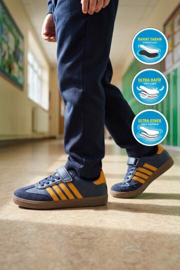 Lacivert-Hardal Cırtlı Erkek Çocuk Spor Ayakkabı 753 F