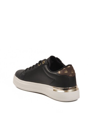 Siyah-Beyaz Bağcıklı Hafif Kadın Sneaker BNI-12132 G