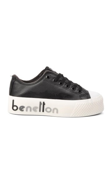 Kadın Siyah Platform Sneaker Bağcıklı Kalın Taban Günlük Casual Spor Ayakkabı