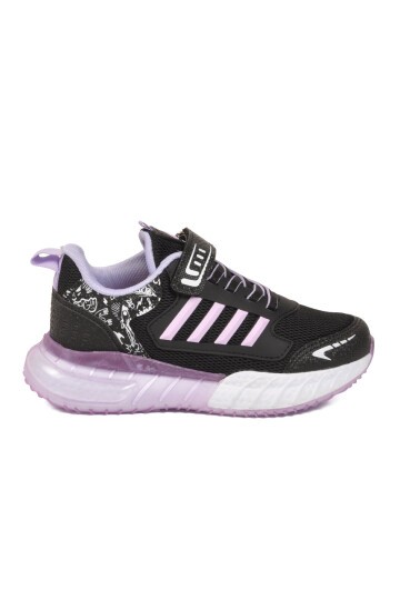 Siyah-Lila Rahat Taban Kız Çocuk Spor Ayakkabı 748 F