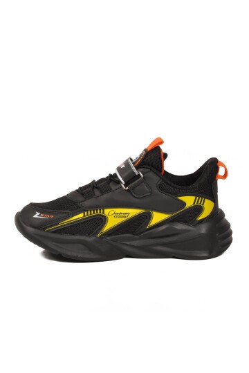 Siyah-Sarı Tekstil Rahat Taban Erkek Çocuk Spor Ayakkabı 2470 F