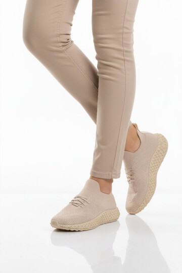 Bej Tekstil Hafif Hava Alabilir Unisex Spor Ayakkabı PC-32711 Z