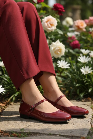 Bordo Rugan Hafif Kadın Babet PC-54810 Z